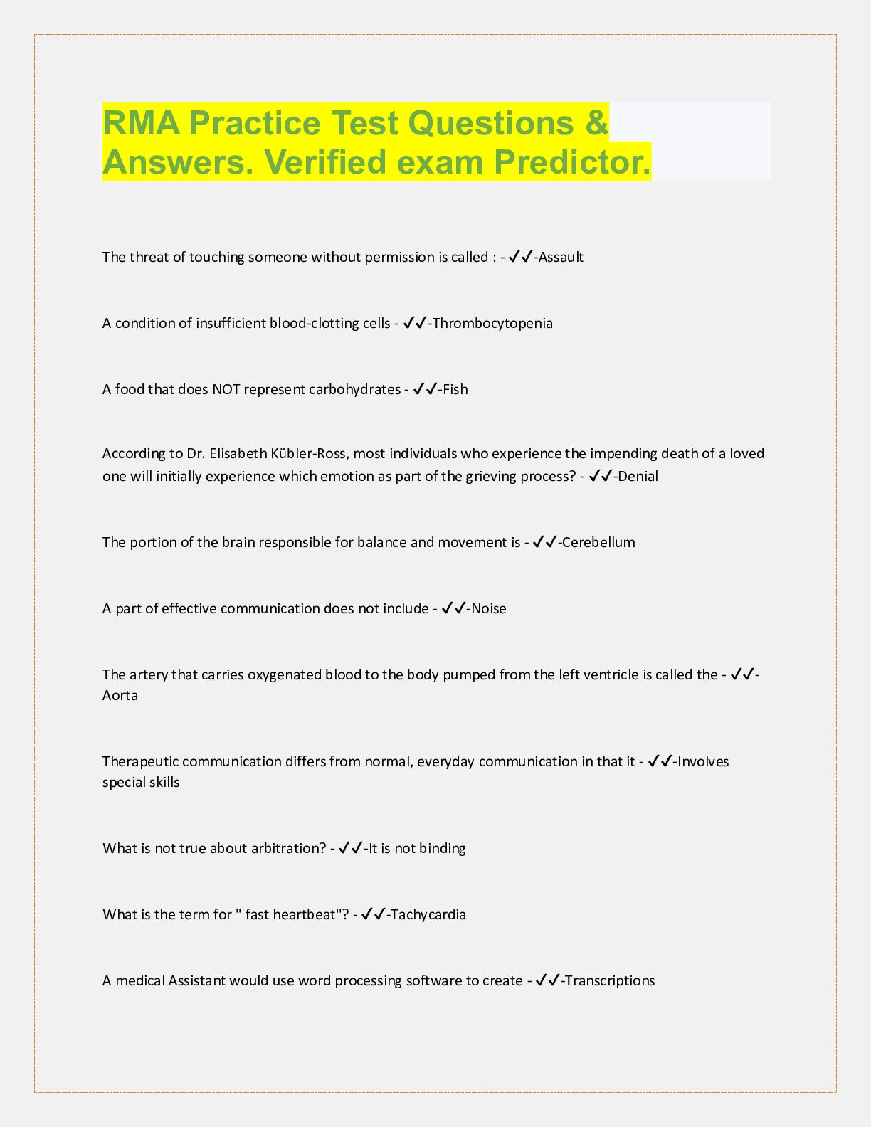 Preview image of RMA Practice Test Questions document